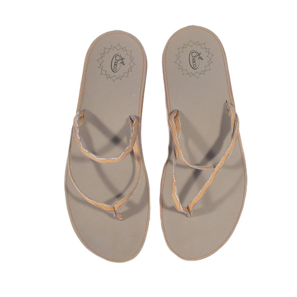 CHACO Abbey $70 Grey/Orange Flip Flop Thong Sandals Women's 11 - NEW